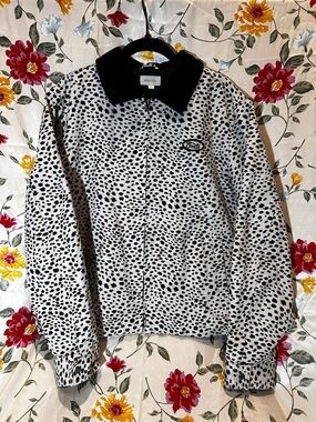 BRIXTON UTOPIA JACKET COURDOROY COLLAR WOMENS SIZE LARGE - BEIGE CHEETAH PRINT